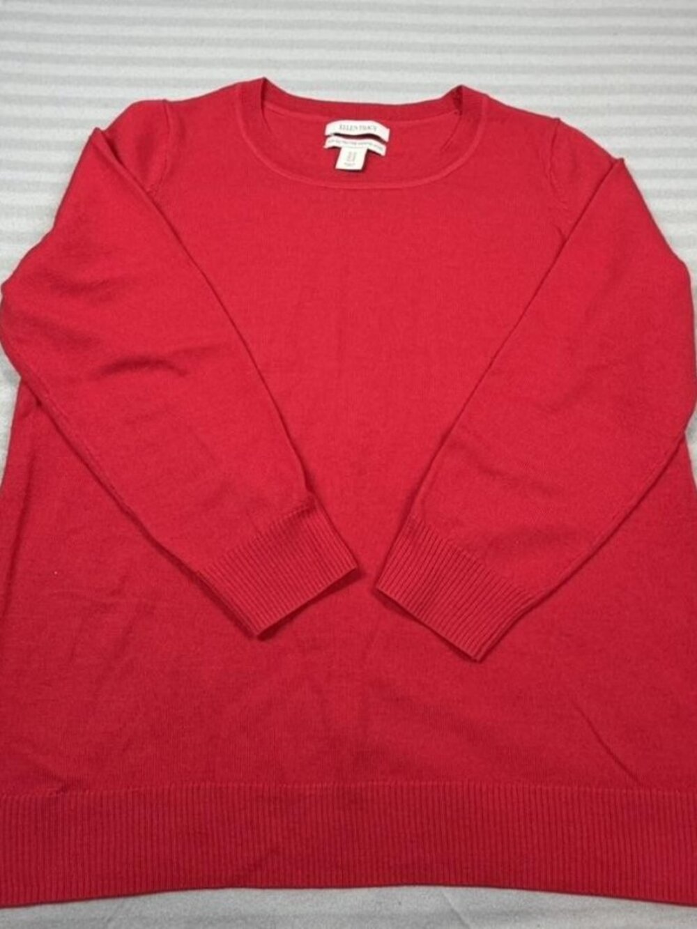 Ellen Tracy Sweater Womens 1X Red Merino Wool Crewneck Long Sleeve Pullover